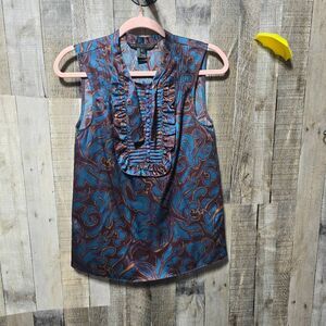 Marc by Marc Jacobs Silk Sleeveless Blouse Size 2 Purple Turquoise